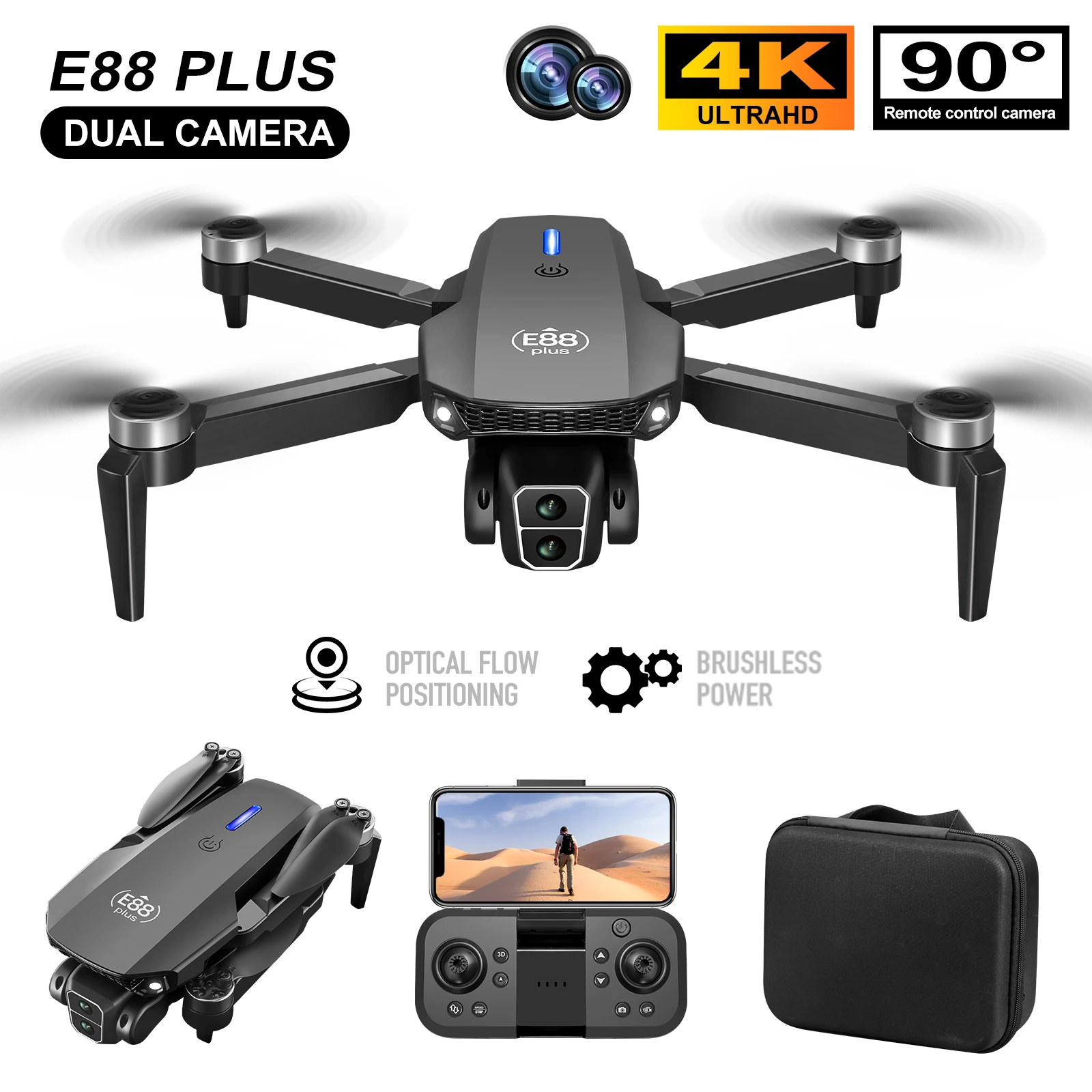 New E88 Plus Quadcopter Drone: - Drone Lidar recensie en prijs
